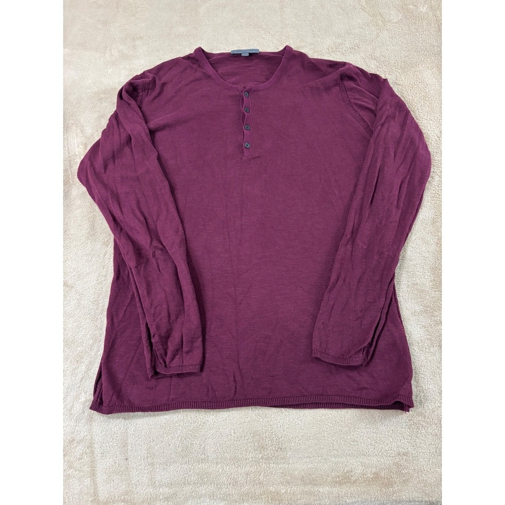 John‎ Varvatos Parker Henley Shirt Mens Large Plum Long Sleeve EUC